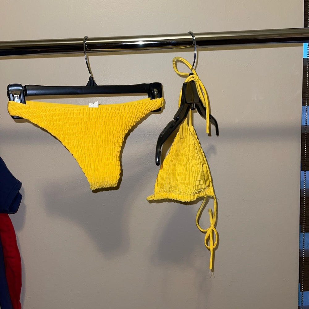 Yellow scrunchie bikini